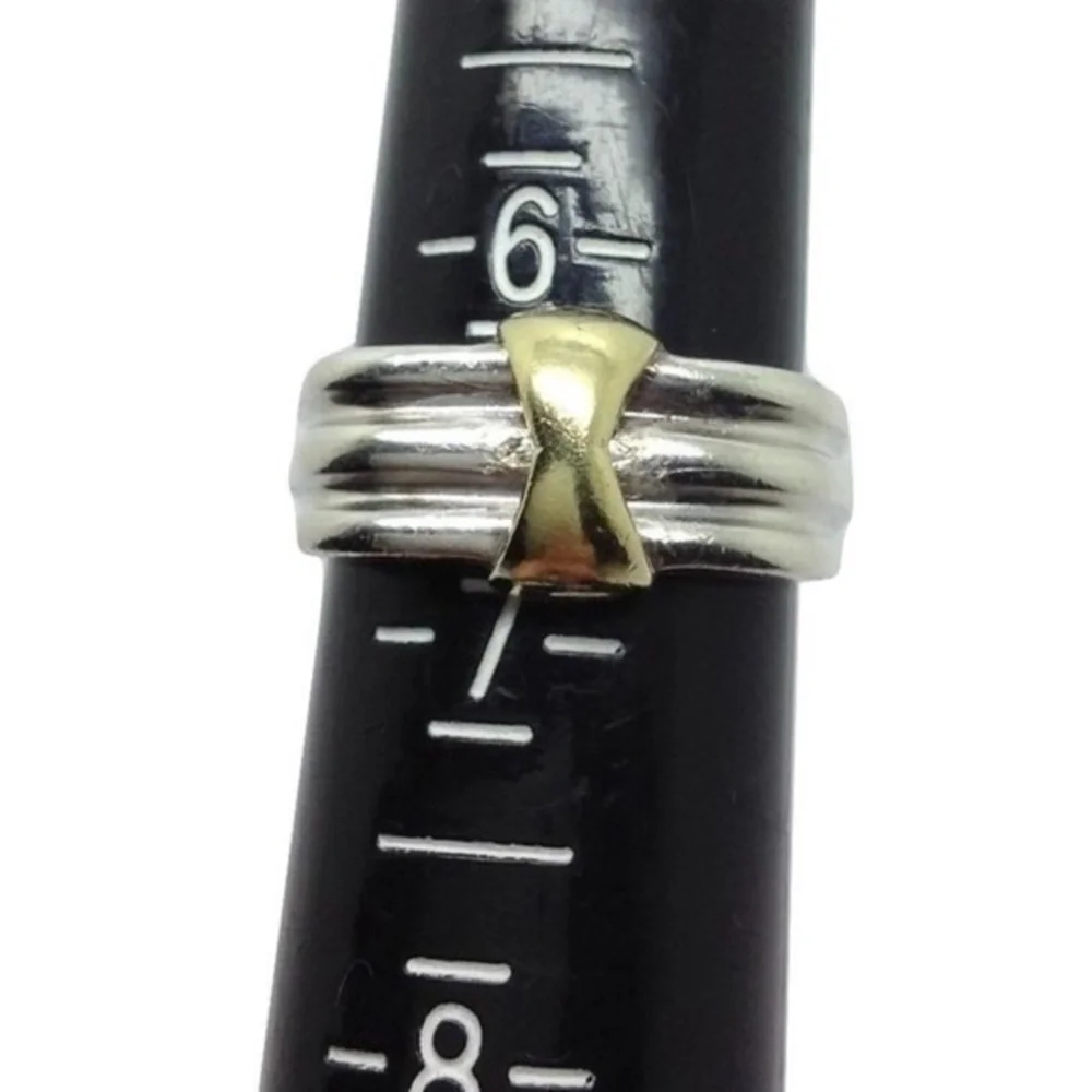 - Sterling silver 18k yellow gold sculpted unisex ring